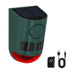 Solar Motion Sensor Alarm Light Outdoor, 130dB Solar Strobe Warning Light wit...