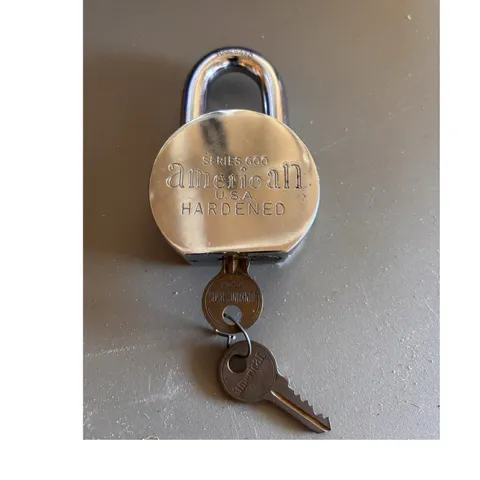 Vintage American Series 600 Hardened Keyed Padlock Steel Polished Chrome 2 Keys