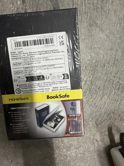 Homesafe BookSafe Hidden Metal Book Safe Key Lock Gray 180x115x55mm
