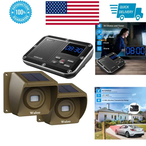 Wuloo Solar Driveway Alarm Wireless Motion Sensor 1800ft Range
