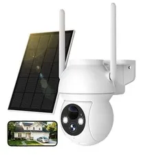 YOTON Solar Security Cameras Wireless Outdoor, 360° PTZ WiFi Camera with Solar P