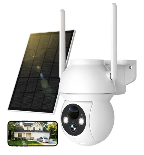 YOTON Solar Security Cameras Wireless Outdoor, 360° PTZ WiFi Camera with Solar P