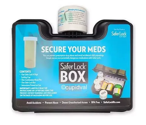 Safer Lock Box Keep Your Medications Safe w/4 Digit Combination Locking Cap NEW