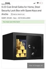 Steel Key Security Lock Box Safe, Matte Black Small w/ 2 Override Keys