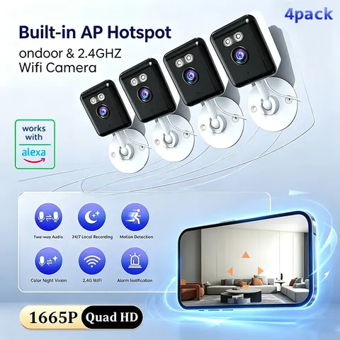 4-pack indoor smart ultra-high-definition night vision camera, with wifi 2.4g