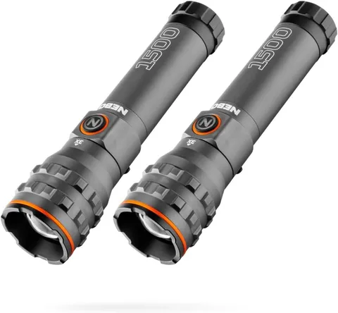 NEBO 1500 Lumen LED Flashlight 2-Pack USB-C Rechargeable Waterproof EDC Light