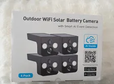 4-Pack Outdoor WiFi Solar/Battery 2K IP Cameras Color Night Vision Audio