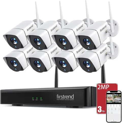 (2026 New)  Wifi Wireless Security Camera System, 8Ch NVR with 8 CCTV Bullet Cam