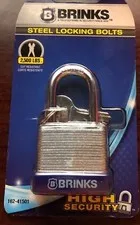 BRINKS Brand Padlock 162-41501 High Security ~Steel Locking Bolts ~Cut Resistant