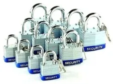 12 pc Laminated Steel Padlock 30MM 40MM 50MM Case Hardened Steel Shackles Lock