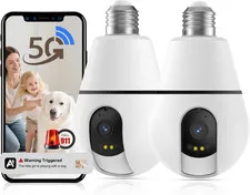 Light Bulb Camera Outdoor, 5G/2.4Ghz Light Bulb Security Cameras Wireless Outdoo