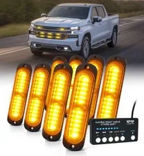 LUMENIX Amber LED Surface Mount Strobe Flashing Lights Kit w/Control Box, 8PC
