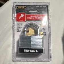 Defiant 2in Silver Keyed Laminated Steel Padlock, 2 Keys, Model 1006 806 676