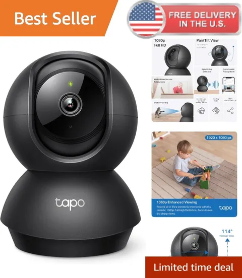 Indoor Security Camera with 1080p HD, Night Vision & 2-Way Audio - Pet Monitor