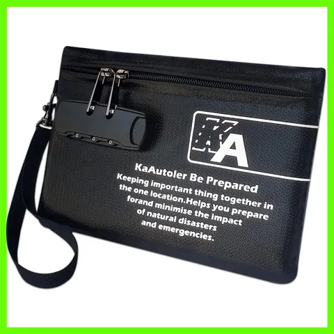 Small Fireproof Bag with Lock, Waterproof Money Bag with Zipper Pouch Envelop...