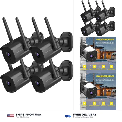 Septekon 2K Home Security Cameras 4 Pack, 2.4G Wired WiFi Security Camera Out...