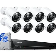Reolink 16CH 12MP PoE Security Camera System with 8 Bullet Cameras and 4TB HDD