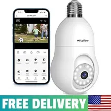 4MP Bulb Security Camera 2.4GHz,360° 2K Security Cameras Wireless Outdoor Indoor