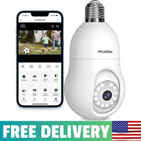 4MP Bulb Security Camera 2.4GHz,360° 2K Security Cameras Wireless Outdoor Indoor