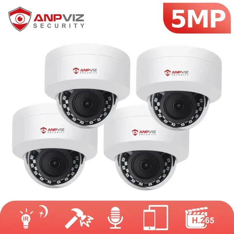 1-4X Anpviz 5MP 3K PoE IP Security Camera Outdoor Human Detection Audio IR Night