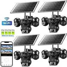 4PCS 4K Solar Battery Powered Camera Wireless Security Sys PTZ Outdoor 9MP