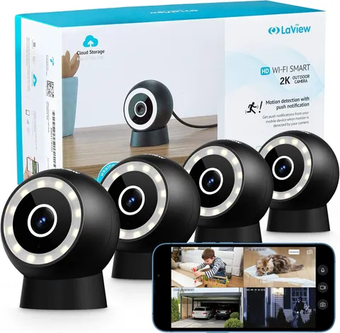 La View B5 2K Indoor/Outdoor Security Camera 4PK 4PK Black