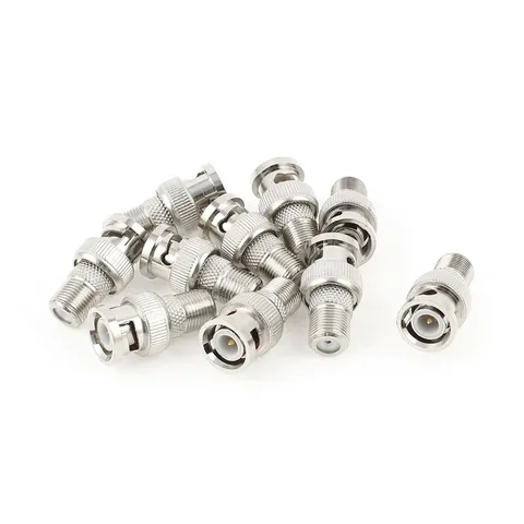 10pcs Metal BNC Male Plug to F Female Jack RF Coaxial Adapter Connector