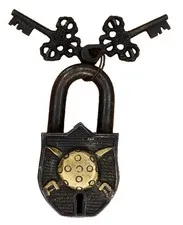 Handcrafted Brass Victorian Style Door Lock Sword and Shield Design Padlock