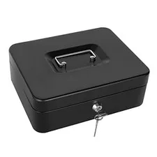 Cash Box with Lock and Money Tray Metal Money Box Large Cash Lock Black-Large