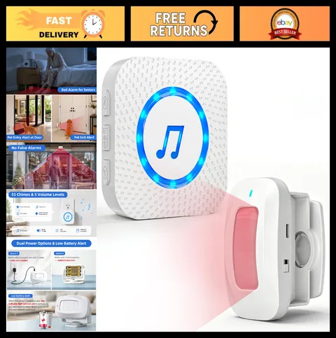 Wireless Motion Sensor Alarm & Doorbell, 500FT Range, 110dB Chime, PIR Entry Ale