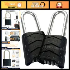 2PCS Large Combination Padlock - 2-5/8" Long Shackle, Weatherproof, 4-Digit Rese
