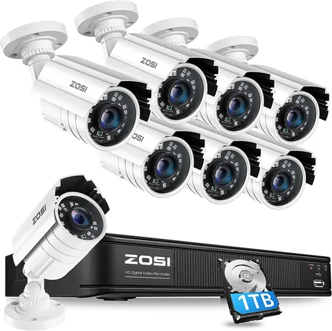ZOSI 8CH 5MP Lite DVR 2MP Security Outdoor CCTV Camera System Night Vision 1TB
