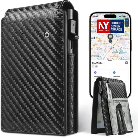 Auskang Mens Wallet with Tracker Works for Find My App (iOS Only), Smart Wall...