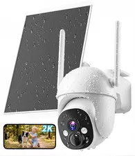 2K Solar Security Cameras Wireless Outdoor, 360° View Outdoor Camera for Home Se