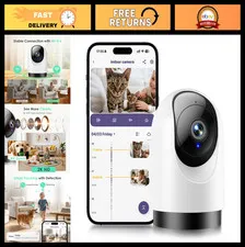 2K 360° Indoor Security Camera - Wi-Fi Baby & Pet Monitor, Motion Tracking, Nigh
