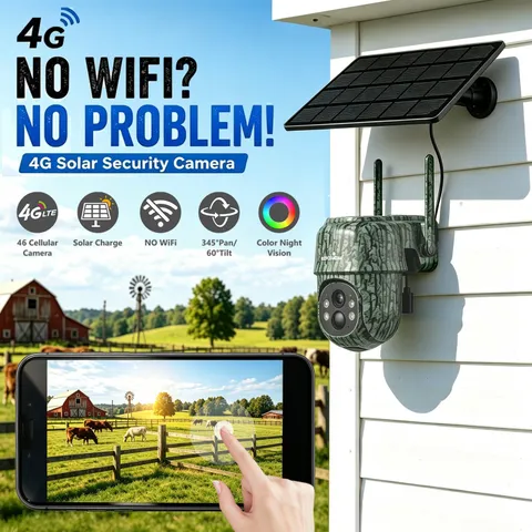 Wansview 4G LTE Solar Security Camera Wireless Outdoor, 2K 360° PTZ No WiFi
