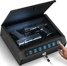 Biometric Gun Safe Handgun Pistol Portable Lock Box Quick Access 2-3 Guns Black