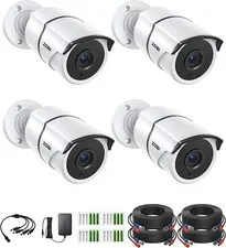 ZOSI 4PK 2MP Security HD 1080p Camera Kit CCTV Audio in 120ft Night Vision Wired
