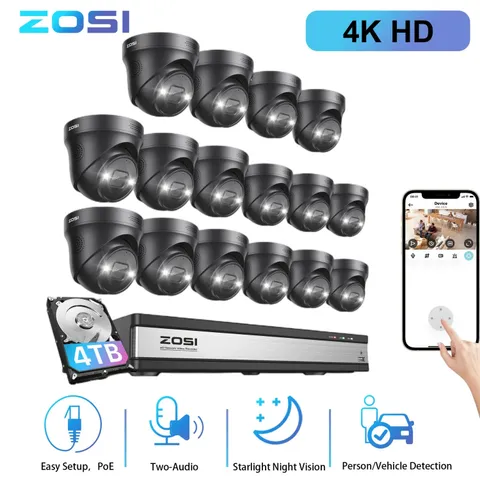 ZOSI 8CH/16CH 4K NVR 8MP Security IP Camera System Audio Spotlight Smart Detect