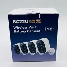 4 Pack Wireless Wi-Fi Home Battery Camera w/ Two Way Audio Model Cinmoore BC22U