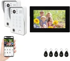 Video Doorbell 7InchTouch Screen Monitor Remote/ID/Password/Fingerprints Unlock 