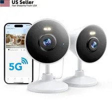 [5G & 2.4G] Indoor/Outdoor Security Camera for Home, 【5G&2.4G】White-2Pack