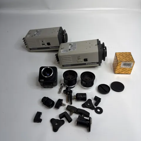2 Panasonic WV-BP504  CCTV  Security Cameras With Lenses And Various Parts-LOOK