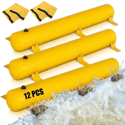 12Pack PVC Flood Barriers Bags, 72 x 14 Inch Inflatable Flood Barriers for Ho...