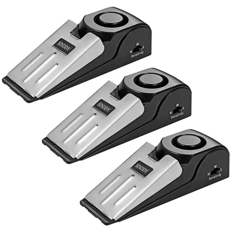 3-Pack Upgraded Door Stop Alarm -Great for Traveling Security Door Stopper Do...