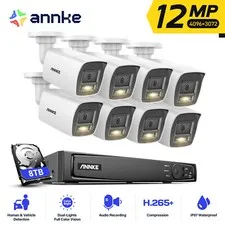 ANNKE 8CH 12MP Audio PoE Security IP Camera System Color Night Human Detection