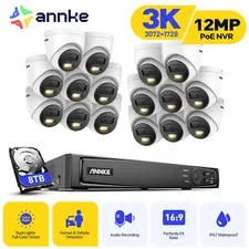 ANNKE 16CH 12MP NVR 5MP Audio POE Security Camera System Outdoor AI Color Night
