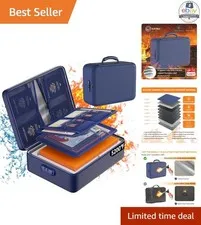 Fireproof Document Organizer Box 5200°F Soft Blue Heat Insulated Portable