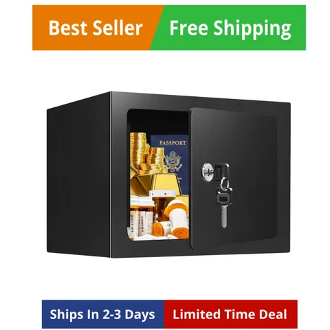 Small Safe Box, 0.25 Cuft Home Safe with Fireproof Waterproof Bag for College...