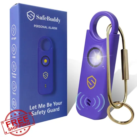 SafeBuddy Personal Alarm Elegant Purple 140DB Keychain